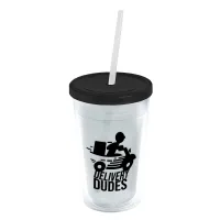 Garyline® Transparent Tumbler with Straw Lid - 16 oz.