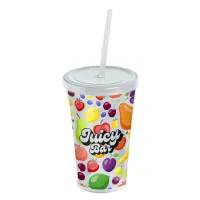 Garyline® Transparent Tumbler with Straw Lid and Full-Color Insert - 16 oz.