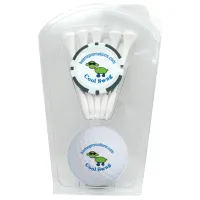 Golf Ball Clamshell with Poker Chip and Five Golf Tees