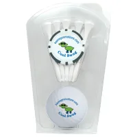 Golf Ball Clamshell with Poker Chip and Five Golf Tees