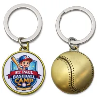 Baseball Shaped Metal Keychain