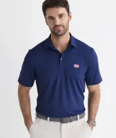Vineyard Vines Men's Performance American Flag Solid Sankaty Polo