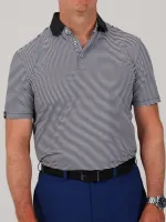 Donald Ross Owen Feeder Stripe Polo w/ Solid Collar