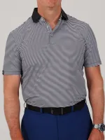 Donald Ross Owen Feeder Stripe Polo w/ Solid Collar