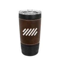 Polar Camel 20 oz Leahterette Black Metal Tumbler w/ Slide Lid