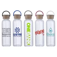 Eos 21 oz Glass Bottle w/ Bamboo Lid