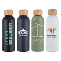 Lexi 17 oz Eco-Friendly Vacuum Stainless Steel Bottle w/ Bamboo Lid