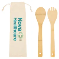 Bamboo Salad Utensils with Cotton Pouch