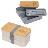 Double Decker Lunch Box with FSCĀ® Bamboo Lid & Utensils