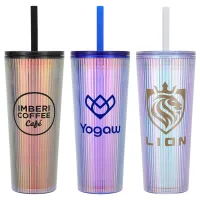 Pyramid 22 oz Recycled Iridescent Silicone Straw Tumbler