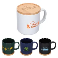 Dalton 12 oz Ceramic Mug w/ Bamboo Lid/Coaster
