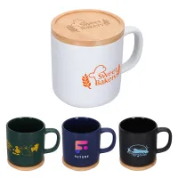 Dalton 12 oz Ceramic Mug w/ Bamboo Lid/Coaster
