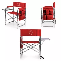 Sports Chair - Folding Chair w/Fold Out Table, Side Pockets, Drink Holders